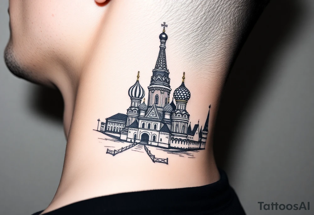 The Kremlin or St. Basil's Cathedral scene tattoo idea