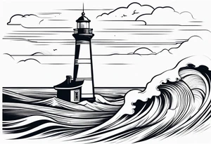 Lighthouse with waves tattoo idea
