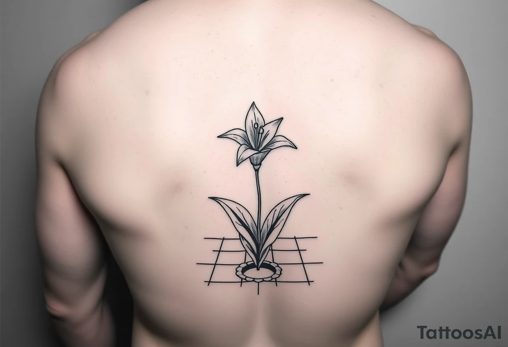 bathroom with lily coming up out of tile floor tattoo idea