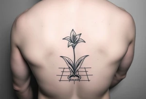 bathroom with lily coming up out of tile floor tattoo idea