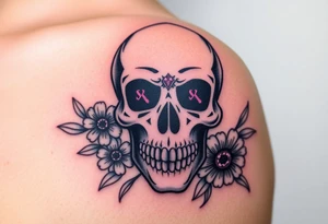 Masculine sugar skull with diamond gemstone eyes and daisy tattoo idea