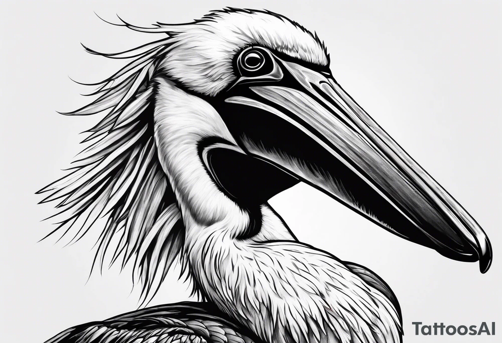 angry pelican wearing goggles tattoo idea