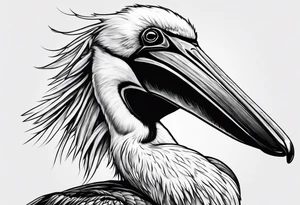 angry pelican wearing goggles tattoo idea