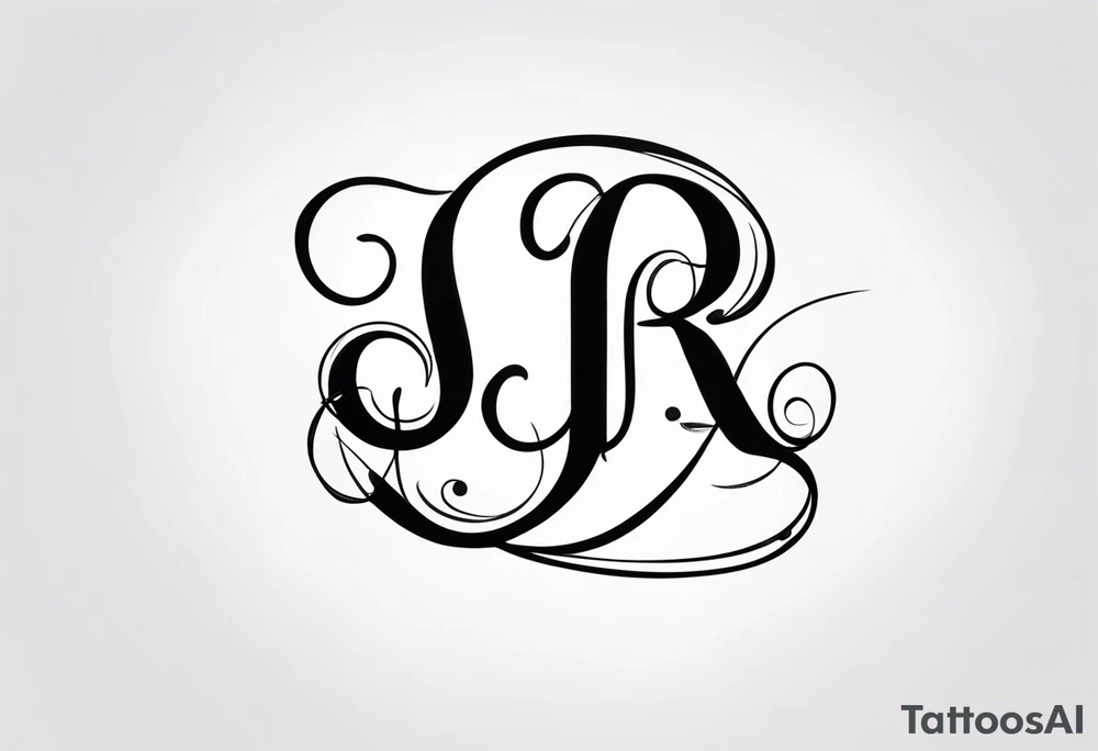 J and R initials cute and small and swirly lowercase tattoo idea