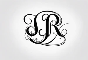 J and R initials cute and small and swirly lowercase tattoo idea