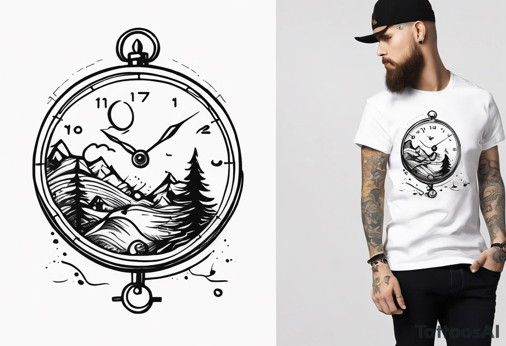 Very Simple tattoo combining elements of time, travel, and direction. It should take only an hour to finish. tattoo idea