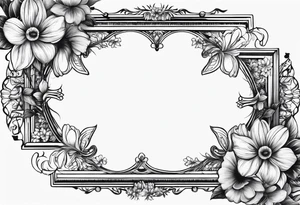 simple Round boarder completely empty inside the boarder 
surrounded by flowers tattoo idea