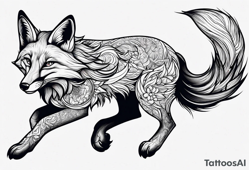 Fox leaping tattoo idea