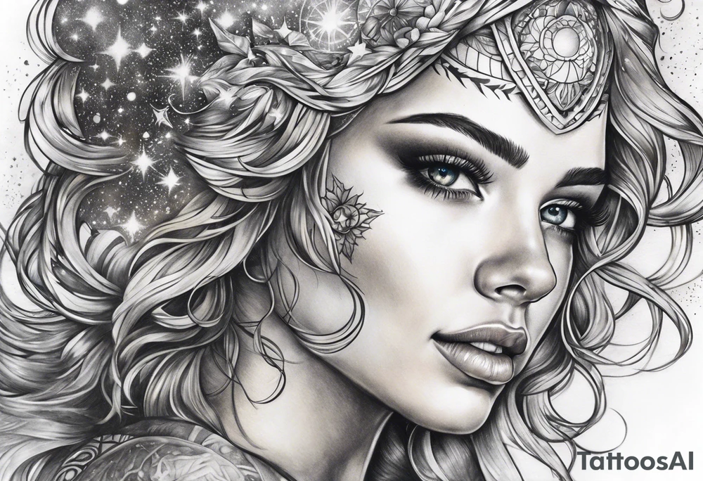 Celestial galaxy realistic tattoo idea