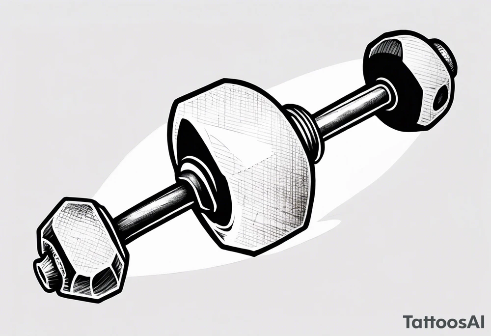 A simple hammer, a kettlebell, a barbell tattoo idea