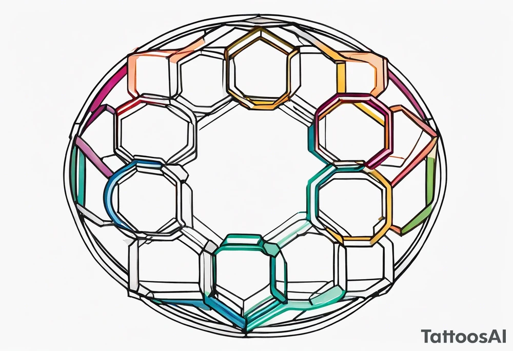 Draw a single circular ring made up of twelve small hexagons connected to each other tattoo idea