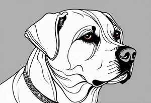 A one-line drawing of the contour of a chinese dog's head. tattoo idea