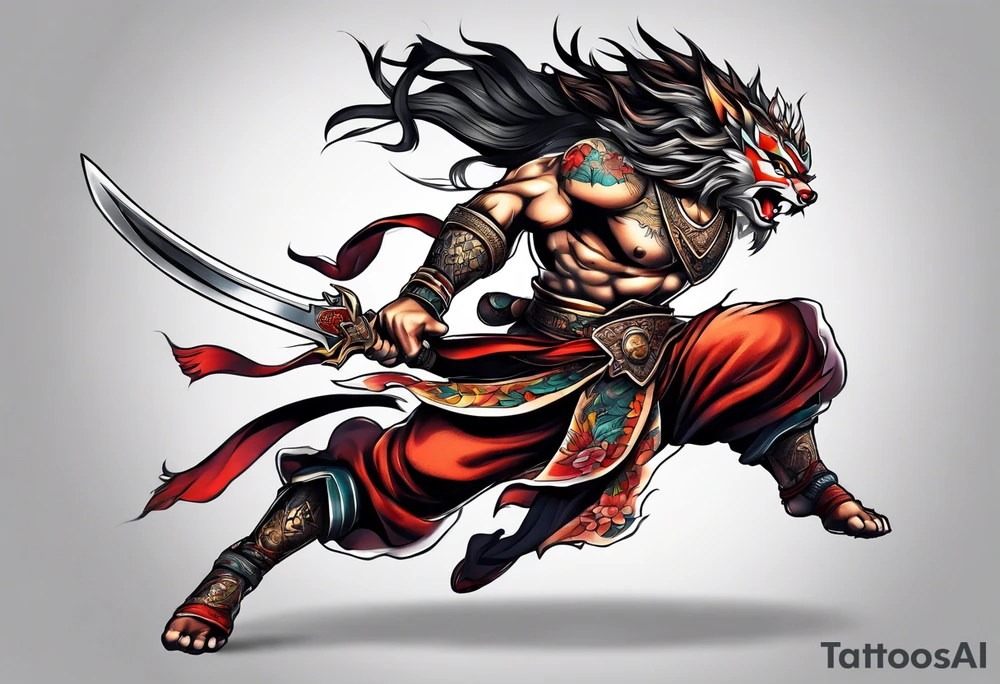 leaping warrior tattoo idea