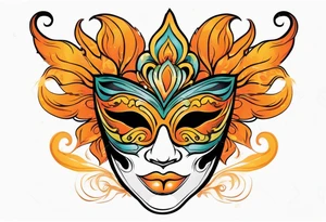 Male masquerade mask with orange smoke tattoo idea