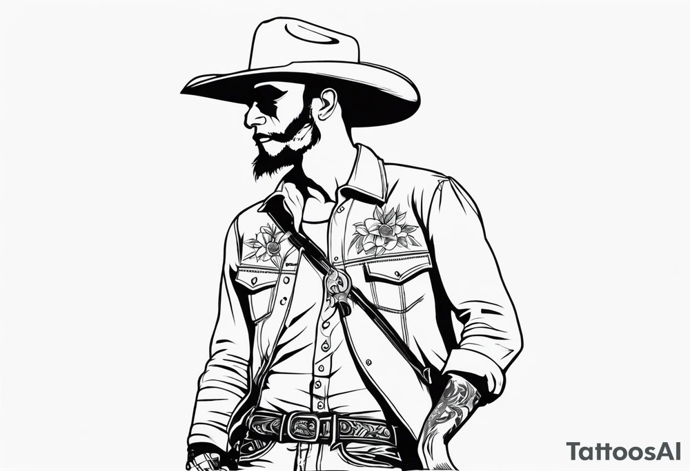 skull cowboy queer tattoo idea