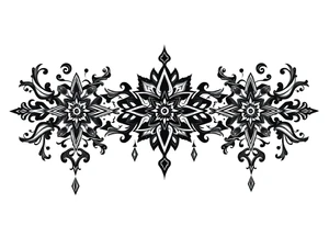mystical dark and long ornament tattoo with shaman and witch style and ancient rhyme tattoo idea