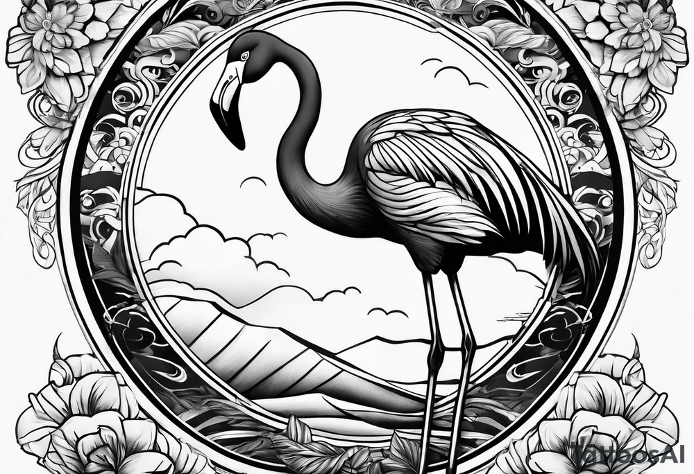 flamingo tall tattoo idea