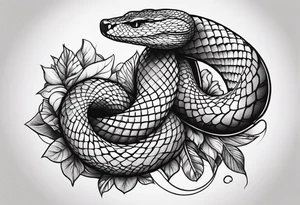 large thigh tattoo with a snake tattoo idea