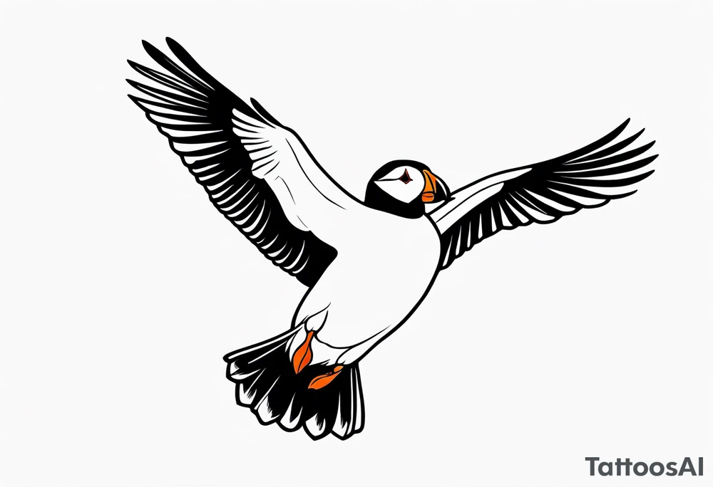 a flying puffin
- (mostly black coloured) forarm Tattoo tattoo idea