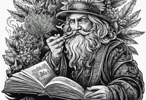 smoking weed, reading a book tattoo idea