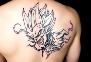 Rea un tatuaje de vegeta fusionado com gengar para una pierna tattoo idea