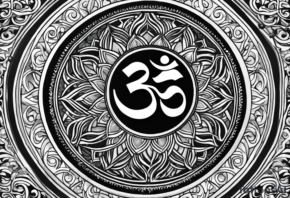 Forearm sleeve based around Sanskrit Om symbol for breathe tattoo idea