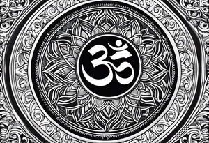 Forearm sleeve based around Sanskrit Om symbol for breathe tattoo idea