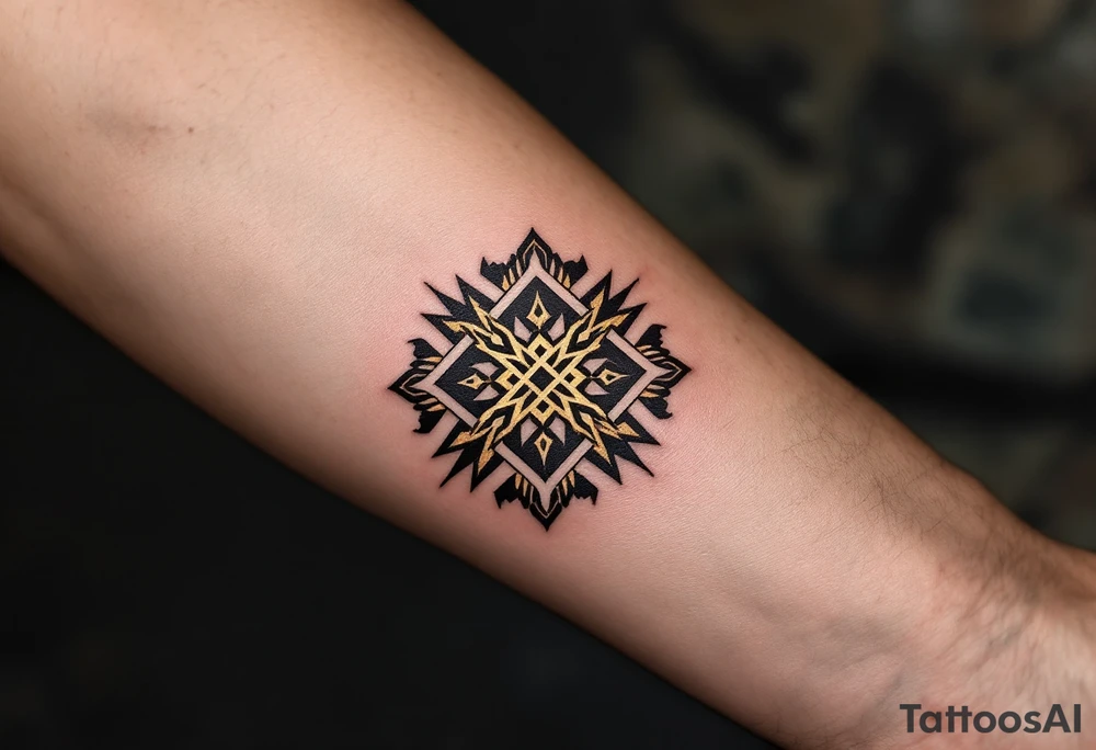 A golden Rodimych symbol marks family heritage and protection through the male line. tattoo idea