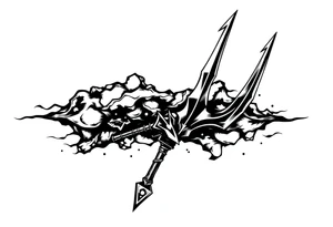 trident with cool background tattoo idea