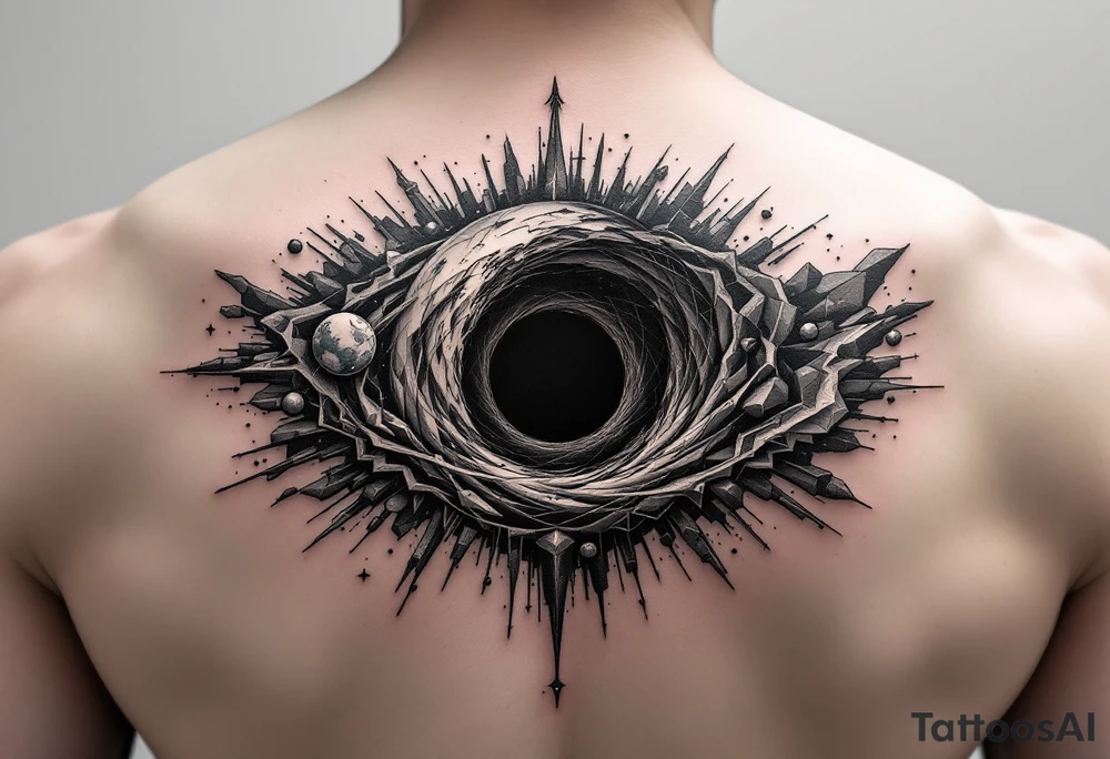 2 different worlds on both sides of a black hole tattoo idea