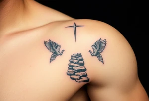 Pathway to heaven with angels tattoo idea
