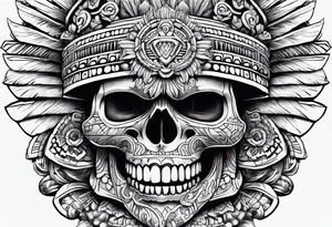 Aztec skull with open mouth tattoo idea