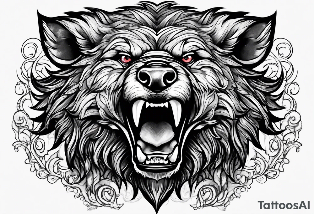 angry boar front tattoo idea
