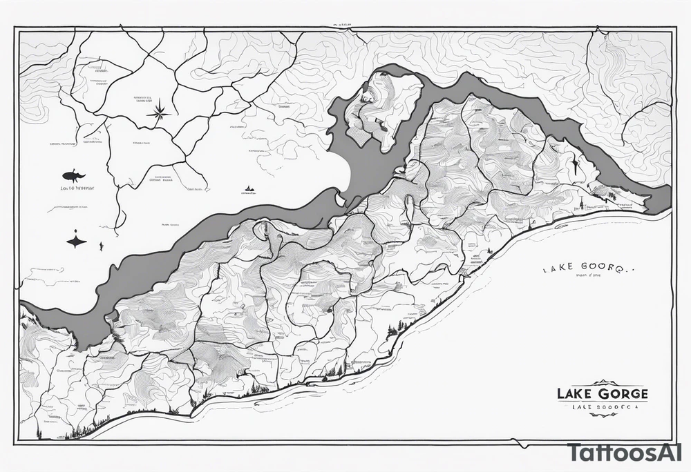 Lake George map outline with small hashmarks filling it throughout tattoo idea Lake George map outline with small hashmarks filling it throughout tattoo idea