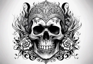 Skull grave flame tattoo idea