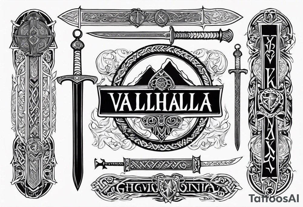 Valhalla sword viking funeral tattoo idea