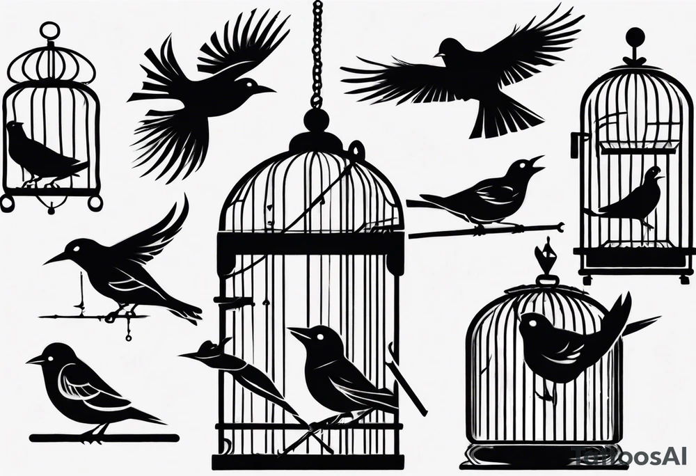 Bird trapped in cage tattoo idea
