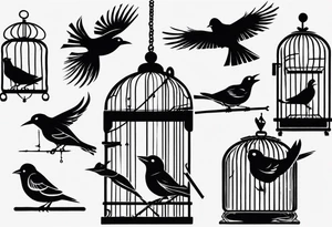Bird trapped in cage tattoo idea