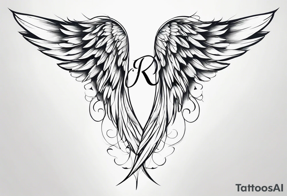 Imagine a pair of angel wings with a small halo above them. Below the wings, you could have the initials "K", "A", "S" in a flowing script, as if they’re gently floating beneath the wings. tattoo idea