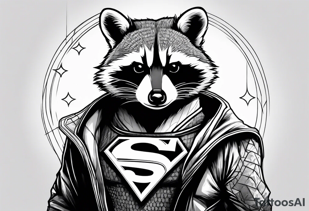 raccoon wearing a Superman tshirt tattoo idea