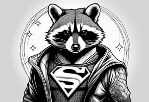 raccoon wearing a Superman tshirt tattoo idea