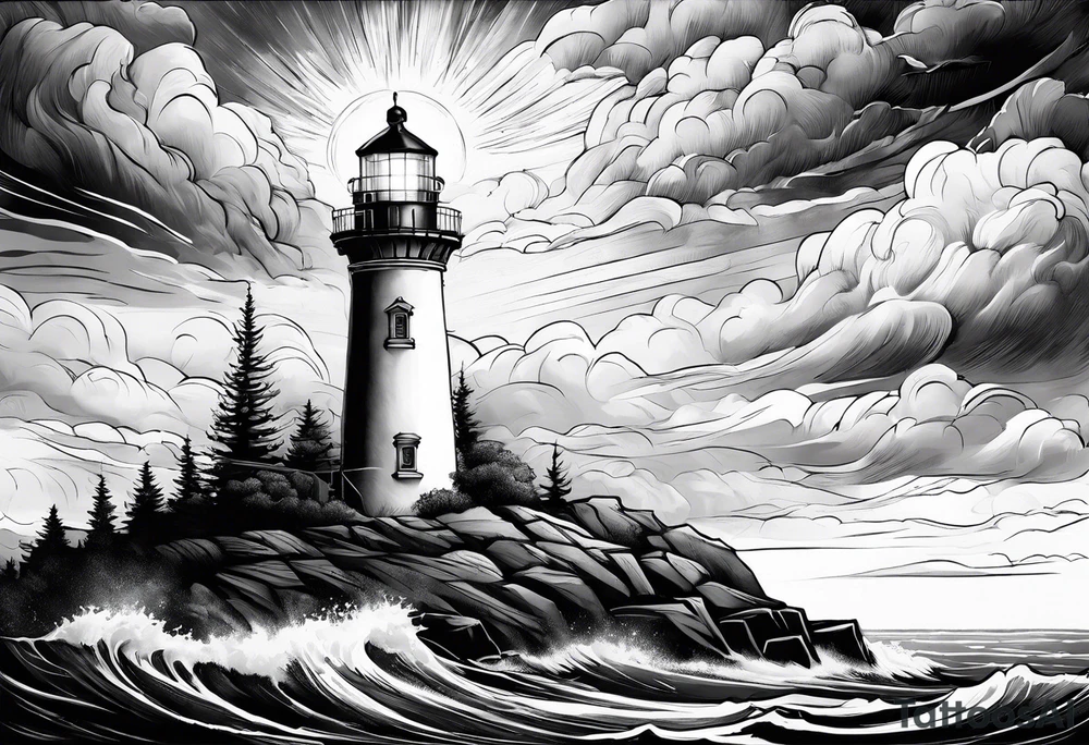 lighthouse in a storm tattoo idea