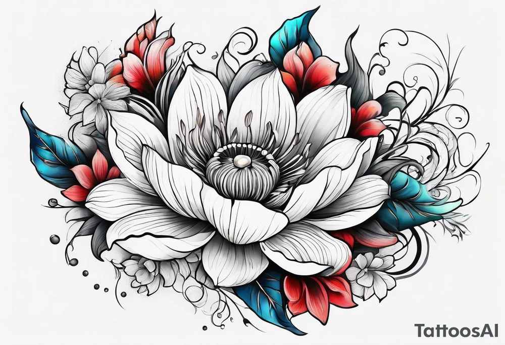 sea, flower tattoo idea