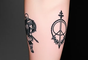 Warrior and Peace standing back to back tattoo idea