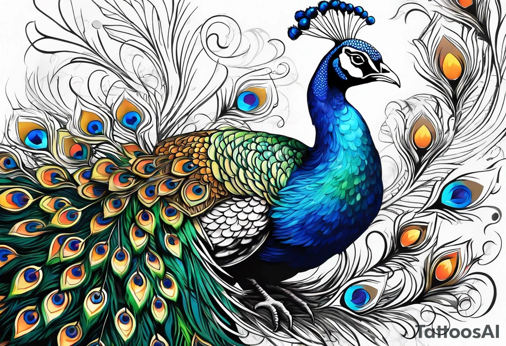 Peacock, broken feathers tattoo idea