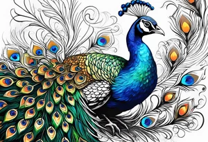 Peacock, broken feathers tattoo idea