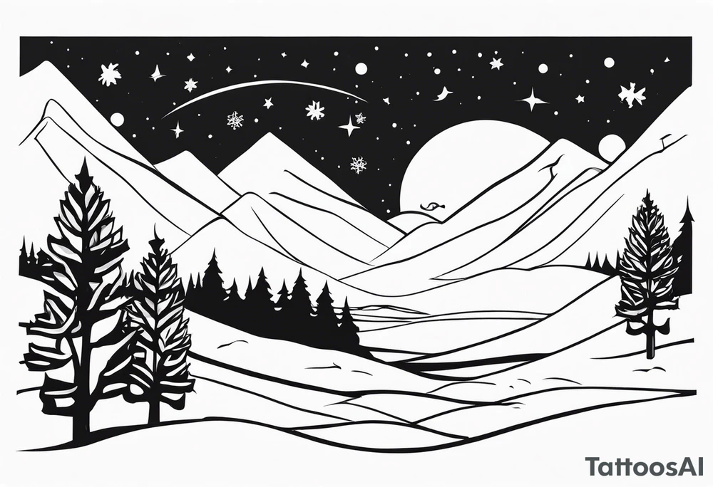 Winter night sky, owls tattoo idea