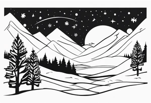 Winter night sky, owls tattoo idea