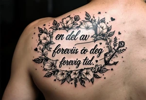 Quote: en del av deg forevig tid. Pappa 20.12.24
Surround the quote with gladiolius, notes, a heart and an anchor tattoo idea