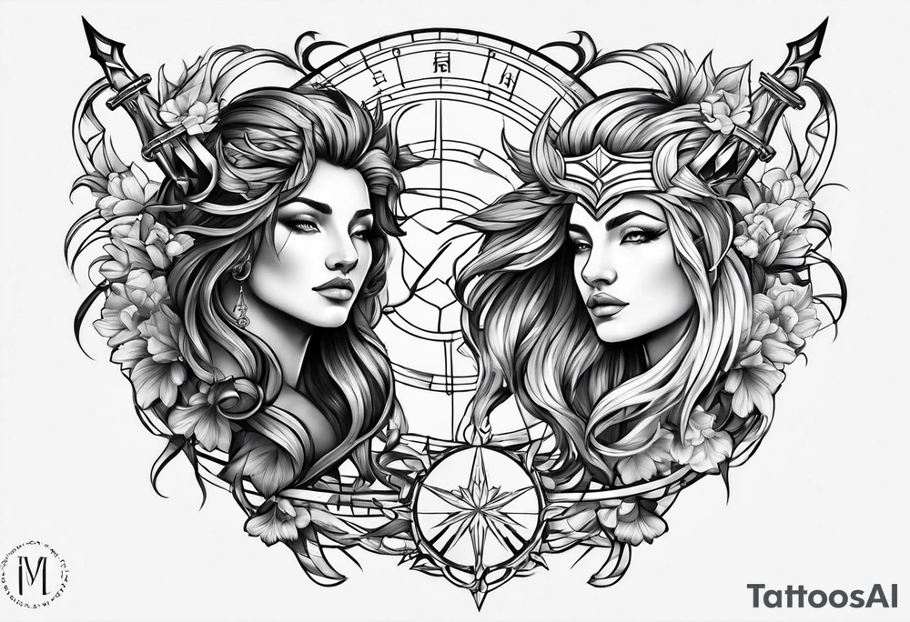 Zodiac Leo and sagittarius tattoo idea